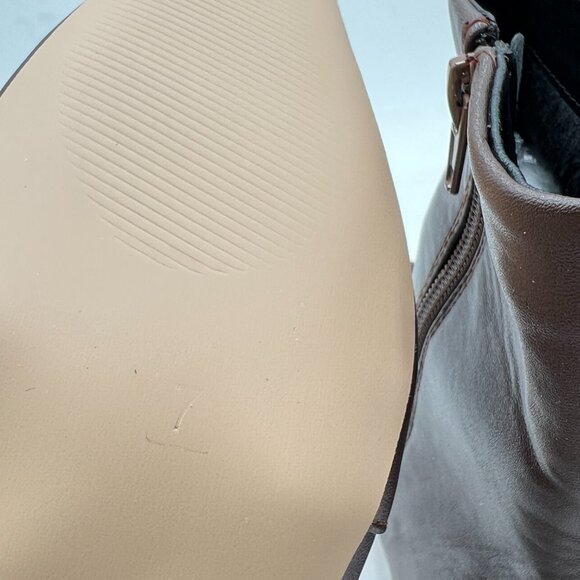 Brown Women's Square Toe Low Chunky Heel Ankle Booties Chic Zip Up Short Boot - Picture 5 of 7